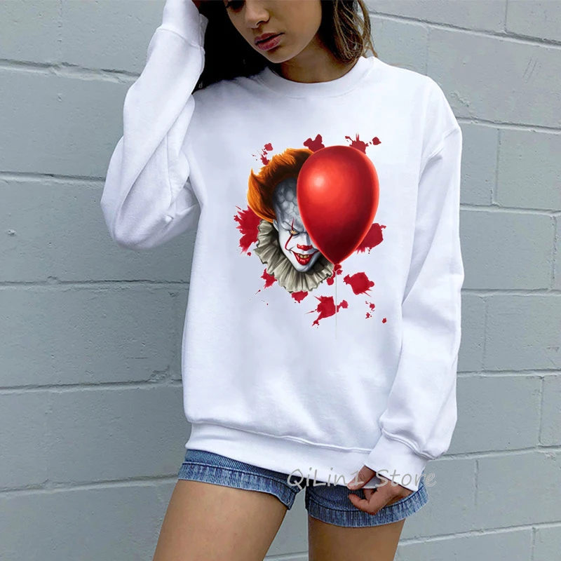  Float too hoodies women Horror movie IT stephen king clown pennywise printed halloween sweatshirt U