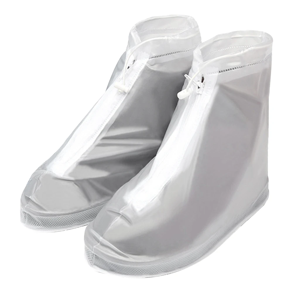 

Booties PVC Reusable Zipper Closure Rain Shoe Covers Waterproof Durable Unisex Non Slip Thicken Drawstring Design Sneaker