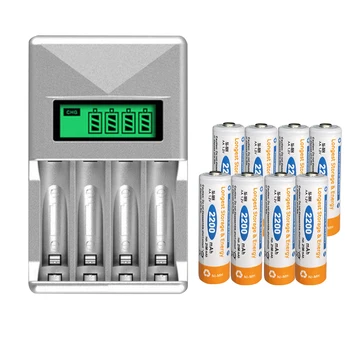 

aaa battery charger with LCD display for nimh nicd rechargeable battery +8pcs aa rechargeable battery 2200mah for remote control