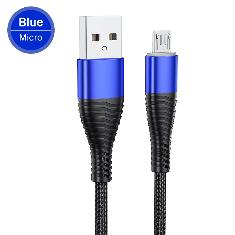 Кабель Micro USB REDNUT 1 м, 1 м, 3 А, нейлоновое быстрое зарядное устройство, провод Microusb для samsung, Xiaomi, Android, микро зарядное устройство для мобильных телефонов - Цвет: Blue