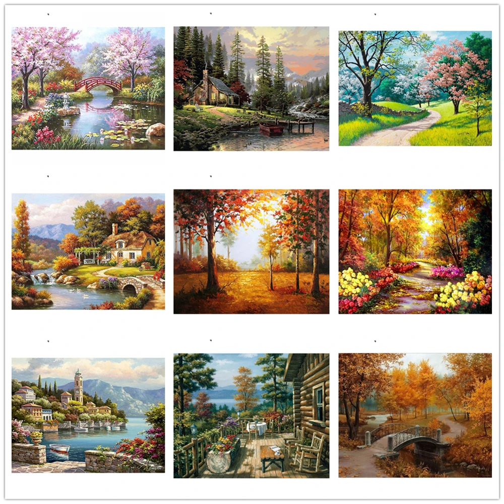 Nature Seneries Paintings By Numbers DIY Pictures Oil Coloring Set Gift Drawing Canvas Decor New Arrivals | Дом и сад