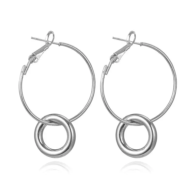 Doreen Box, простые модные двойные круглые серьги-кольца, геометрические Очаровательные Круглые Кольца для женщин, вечерние ювелирные изделия для офиса, 1 пара