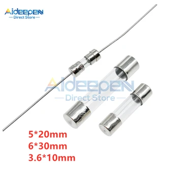 

10Pcs/lot 3.6x10mm 6x30mm 5x20mm Fast Glass Fuse 0.5A/1A/1.5A/2A/3A/3.15A/4A/5A/6.3A/7A/8A/10A 250V Glass Tube Fuse With Lead