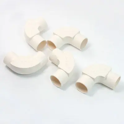 5 Pcs 25mm Inner Dia. 90 Degree Elbow White PVC Pipe Connectors w Cover | Обустройство дома