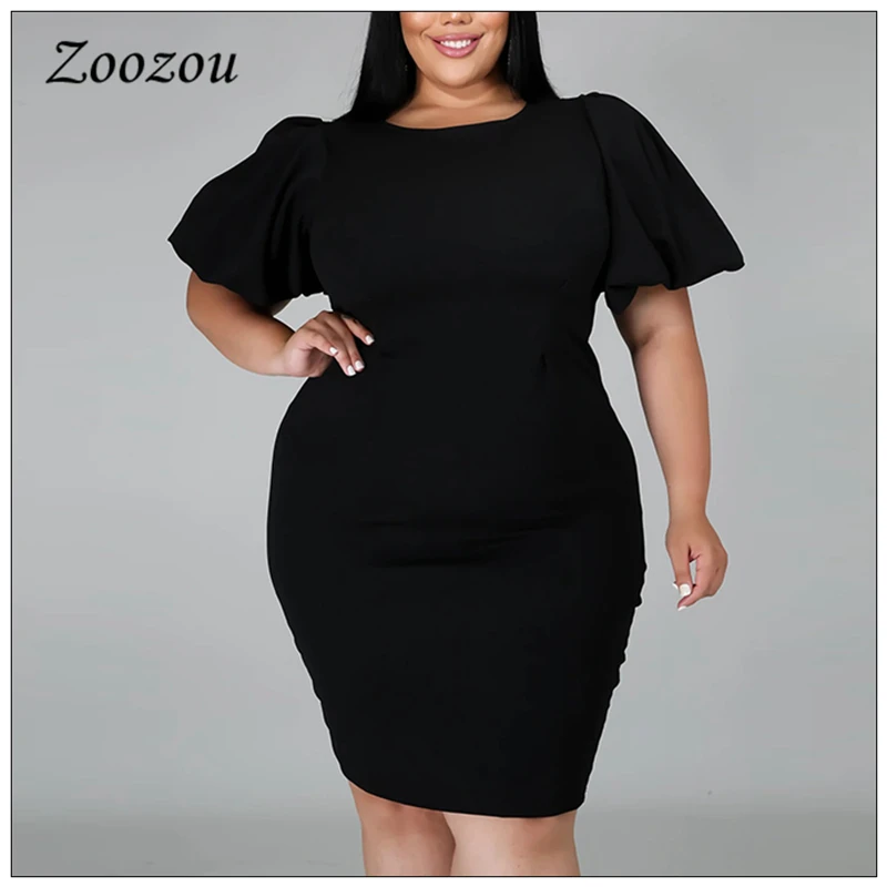 

Ruffle Short Sleeve Elastic Slim Dress For Women 4xl Black High Waist Short Dresses Plus Size Custom Casual Dress Femme Clothing