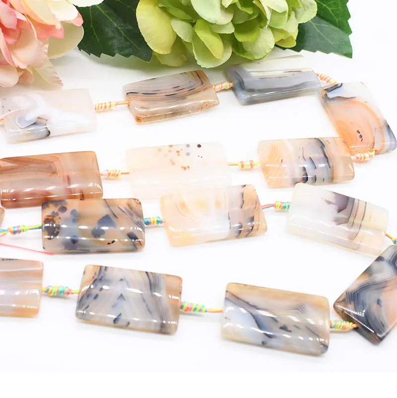 

2strands/lot Natural multicolored color rectangular agate, bright and beautiful color, can be used as necklace pendant