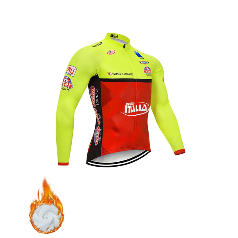 fleece jersey Moxilyn FLUOR ITALIA велосипедная команда Джерси нагрудники брюки набор Ropa Ciclismo мужская зимняя теплая флисовая pro велосипедная куртка Майо Одежда - Цвет: fleece jersey