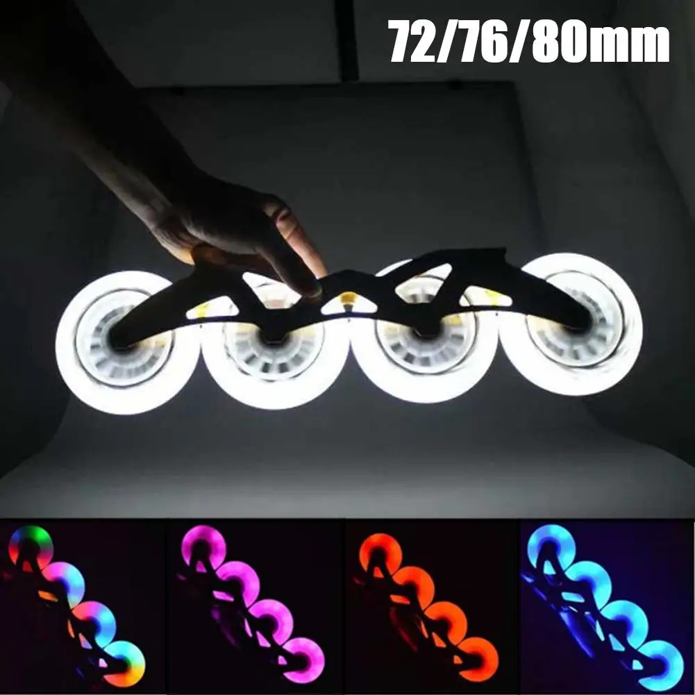 

2Pcs 80/76/72mm In-line Speed Skate Skating LED Light Flashing Roller Wheels