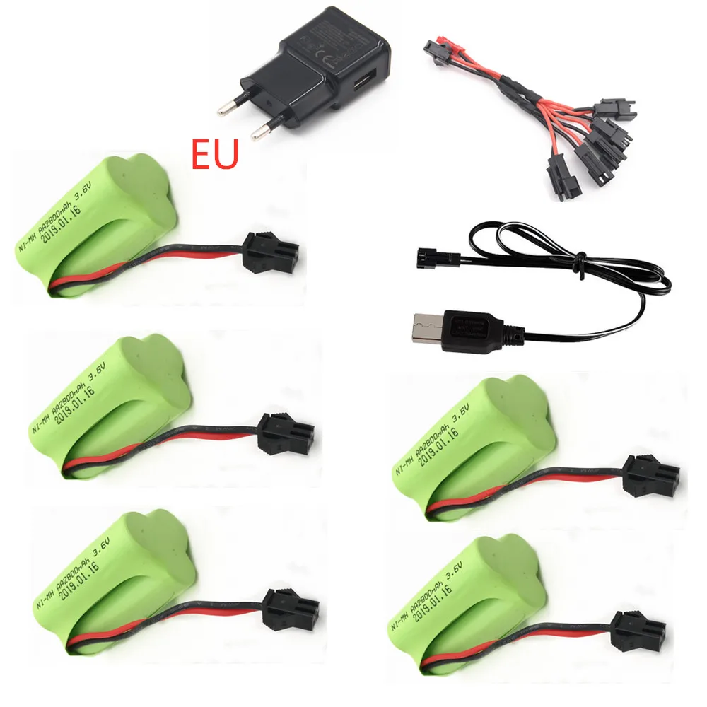 3.6V 2800Mah Battery Charger Set Per Rc Serbatoio Auto Giocattolo Treno Barca Robot Pistola Aa Nimh 2400Mah 3.6V Batteria Ricaricabile