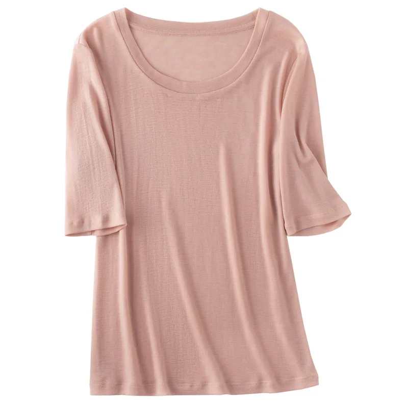 Свитер с круглым вырезом из мериносовой шерсти, женский осенне-зимний свитер с рукавами до локтя, тонкий стильный вязаный джемпер в Корейском стиле