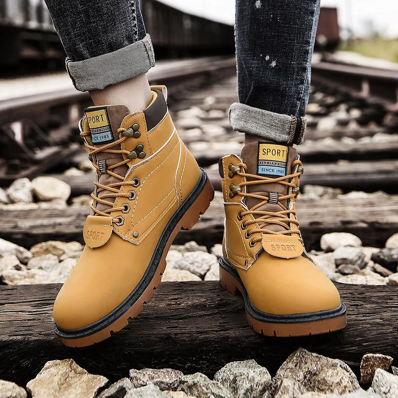 

Martin Boots Autumn & Winter New Style Outdoor Large Size Worker Boot Men's Cotton Boots Casual Deng Mountain Big Head Shoes MEN