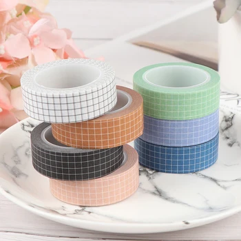 

1Pc Colorful Grid Washi Tape Japanese Paper DIY Planner Masking Tape Adhesive Tapes Stickers Stationery Tapes Decorative