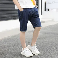 Летние новые стильные модные повседневные джинсовые шорты до колена для мальчиков шорты с карманами детские шорты