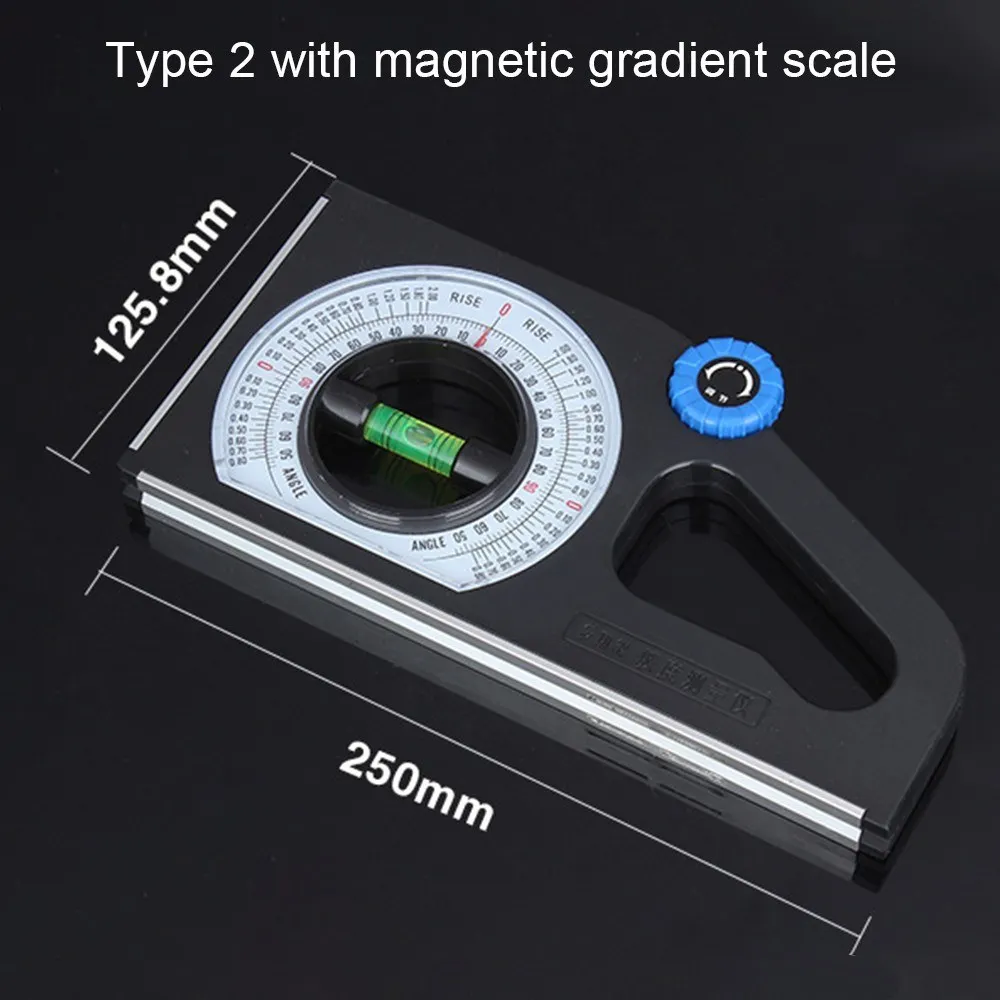 Engineering Inclinometer, Portable Universal Slope Measuring Ruler Multifunction Angle Meter Gauge, Dual Scale Rotary Pitch Finder With Level Vial For Household Industrial Use
