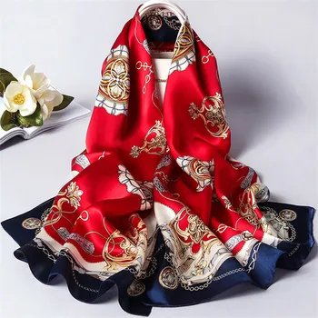 

Fashion Spring and summer female beach Headband muffler print Shawl Women Flower luxury Silk scarf lady Superior quality scarves