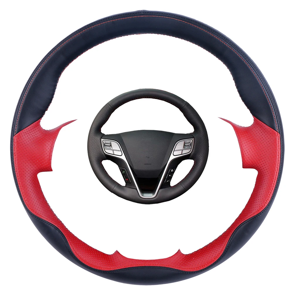 

DIY Leather Black Hand-stitched Car Steering Wheel Cover For Hyundai Santa Fe 2013-2015 Hyundai Ix45