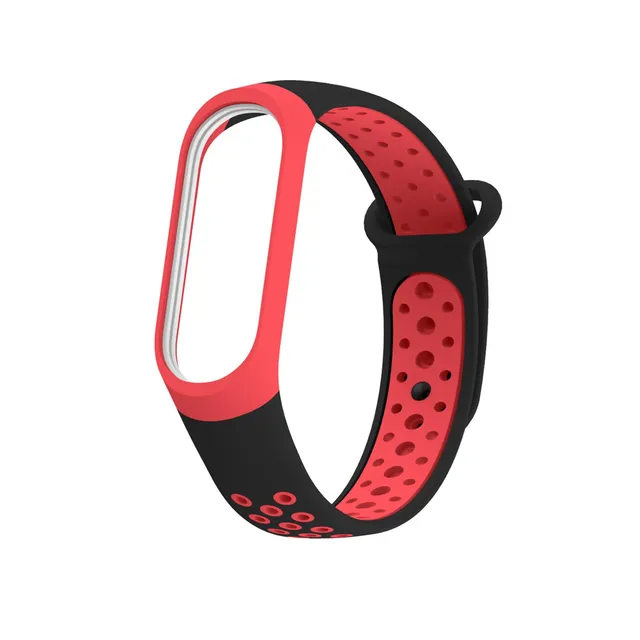 For Mi Band 6 5 4 strap sport Silicone watch wrist Bracelet miband 6 5 accessories bracelet smart strap for Xiaomi mi band 3 4 5 Black red 1
