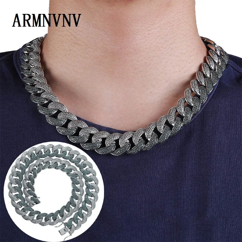 18 мм Iced Out мужское ожерелье из циркона кубинское звено ювелирные изделия в стиле