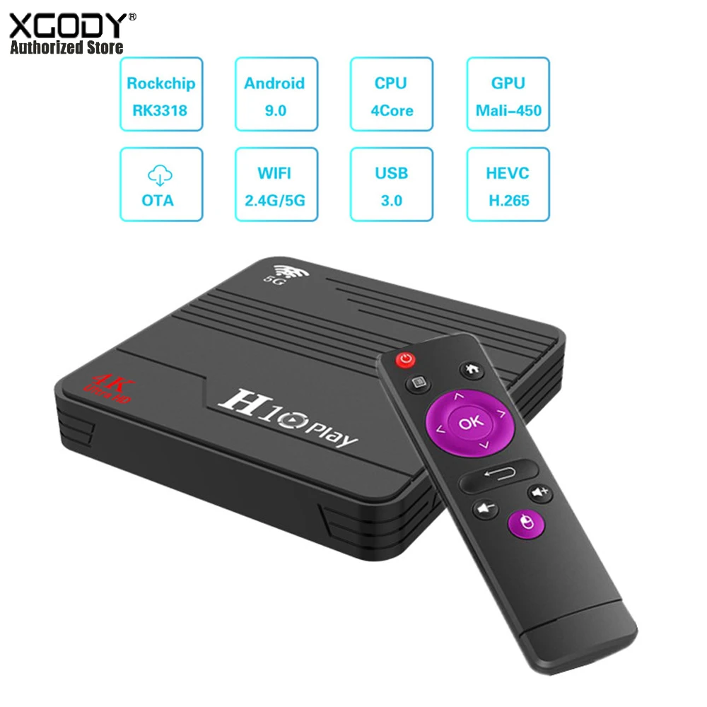 ТВ-приставка XGODY H10 PLAY MINI Android 9 0 RK3318 четырехъядерный 64 бит 2 4G Wifi 4k HD HDMI медиаплеер 32