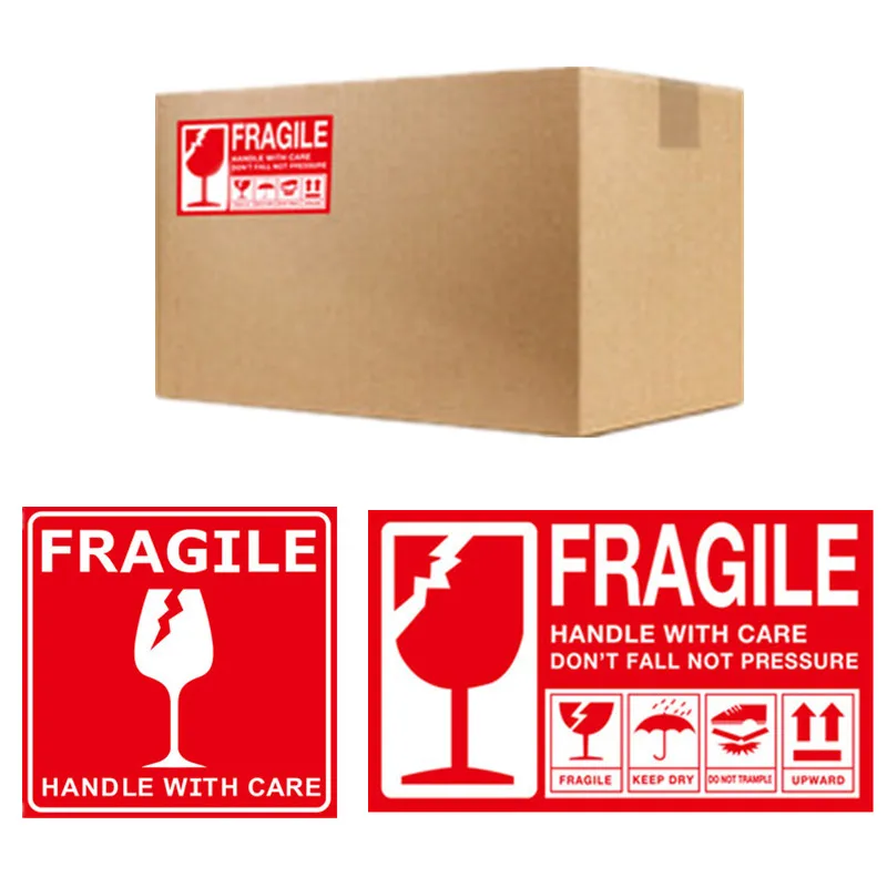 Big Red/yellow Warning Move Labels Fragile Stickers 50pcs Do Not Bend Handle with Care Packing Labels Stickers for Goods Packing decorative labels stickers packaging stickers fragile stickers