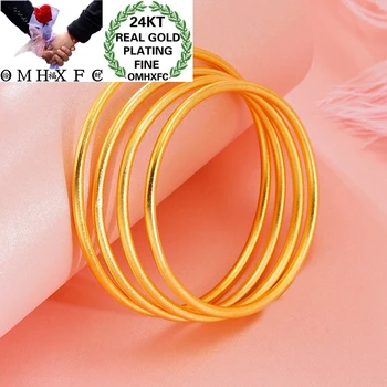 

OMHXFC Jewelry Wholesale BE437 European Fashion Fine Woman Girl Party Birthday Wedding Gift 3mm Slim 24KT Gold Bracelet Bangle