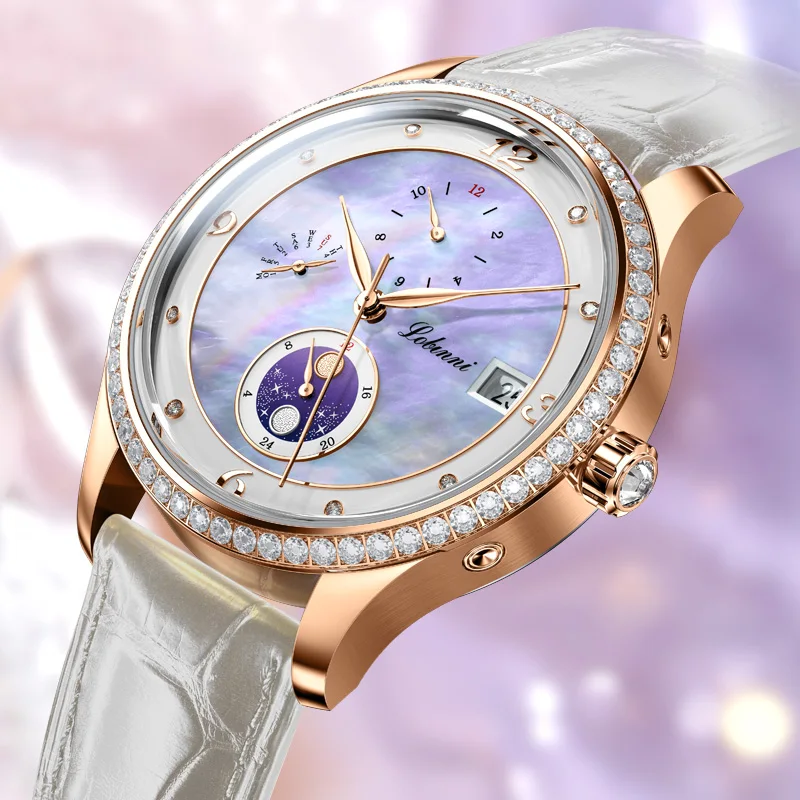 

Switzerland Luxury Brand LOBINNI High-class Automatic Mechanical Women's Watches Sapphire Waterproof Diamond Moon Phase L2063