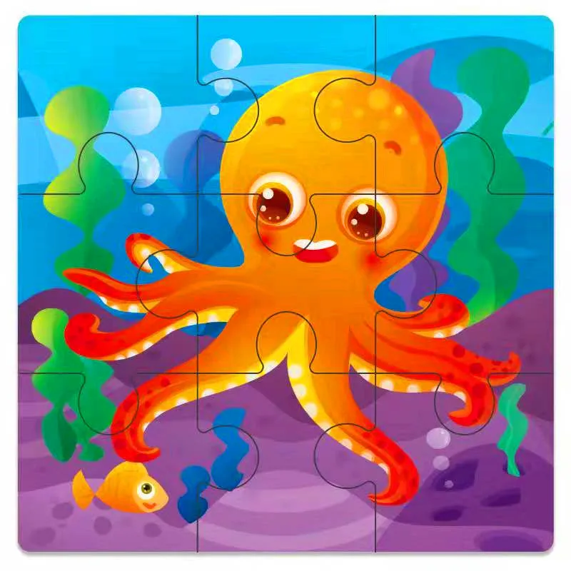 24 стиля 3D пазлы, деревянные игрушки для детей, Мультяшные животные, дорожные пазлы, интеллектуальные детские развивающие игрушки - Цвет: Темно-синий