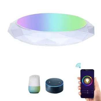 

RGB&WW 48W 15 Inch LED Smart Multi-color Ceiling Light Lamp Wifi Vioce Control Lighting AC 85-265V