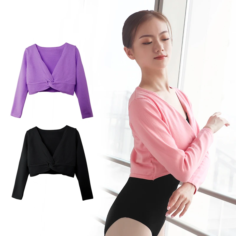 

Women Ballet Sweater Wrap Adult Tops Gymnastic Leotard Sweater Long Sleeve Dance Ballet