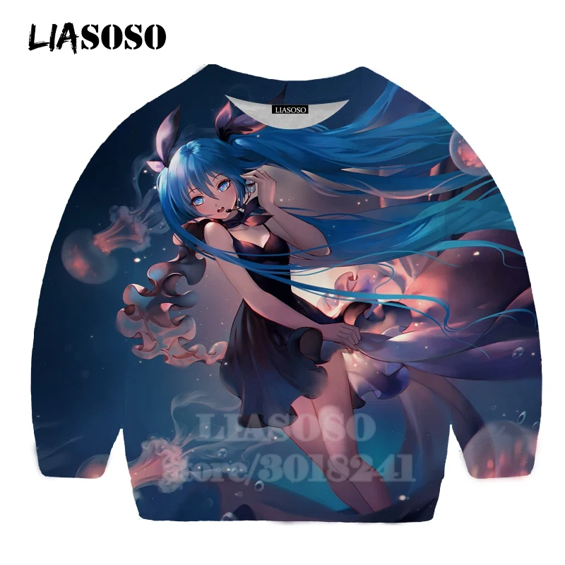 LIASOSO детей толстовки 3D принт аниме девочка Hatsune Толстовка Miku в уличном стиле для детей мальчиков и девочек Повседневное Топ для маленьких детей, свитер для подростков B174-20 - Цвет: 21
