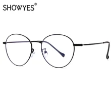 SHOWYES, негабаритный, анти-синий светильник, очки для женщин, декоративные, простые очки, Овальные, металлические, большой светильник, рамка для веса, синяя Блокировка 017