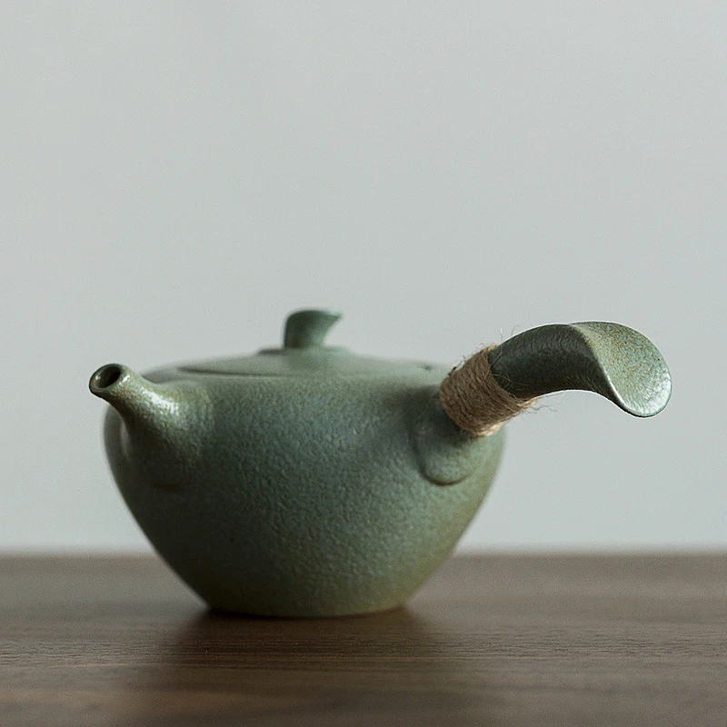 LUWU зеленый керамический чайники kyusu винтажные китайские кунг-фу чайная кружка, сосуды для питья