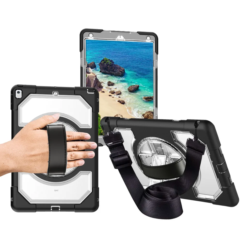 

Case for iPad Pro 10.5 Three Layer Heavy Duty Armor Defender Full Body Protector 360 Rotating Kickstand Hand Neck Strap FHL01