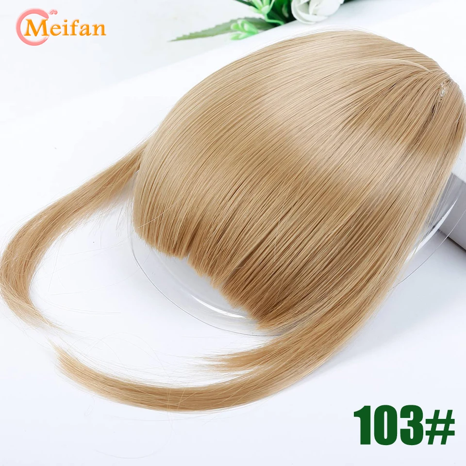 MEIFAN, воздушные челки, заколка для волос, накладная бахрома, натуральные накладные волосы для женщин, термостойкие синтетические челки - Цвет: B70-103