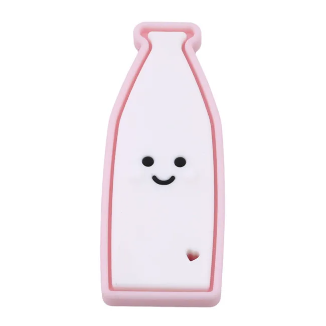 Cartoon Milk Bottle Shape Teething Baby Teether Nursing Natural Silicone Toys Organic Safe Nursing Baby Teether - Цвет: Pink
