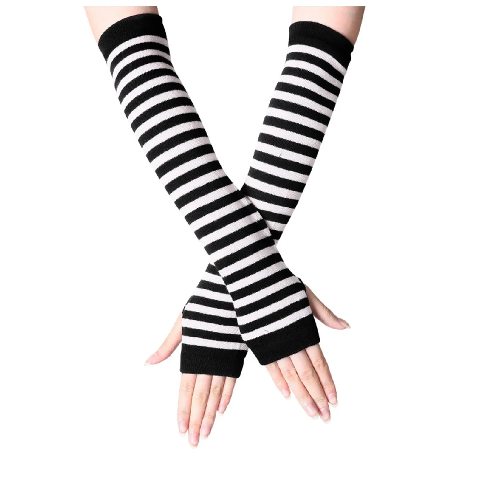 Fingerless Gloves Arm Sleeve Anime Women Sports Emo Punk