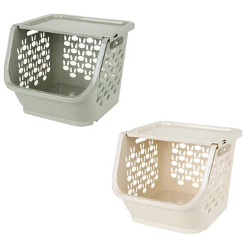 

Kitchen Storage Basket Plastic Multi-Functional Hollow Vegetables Fruit Racks With Cover Storage Basket For Organizers