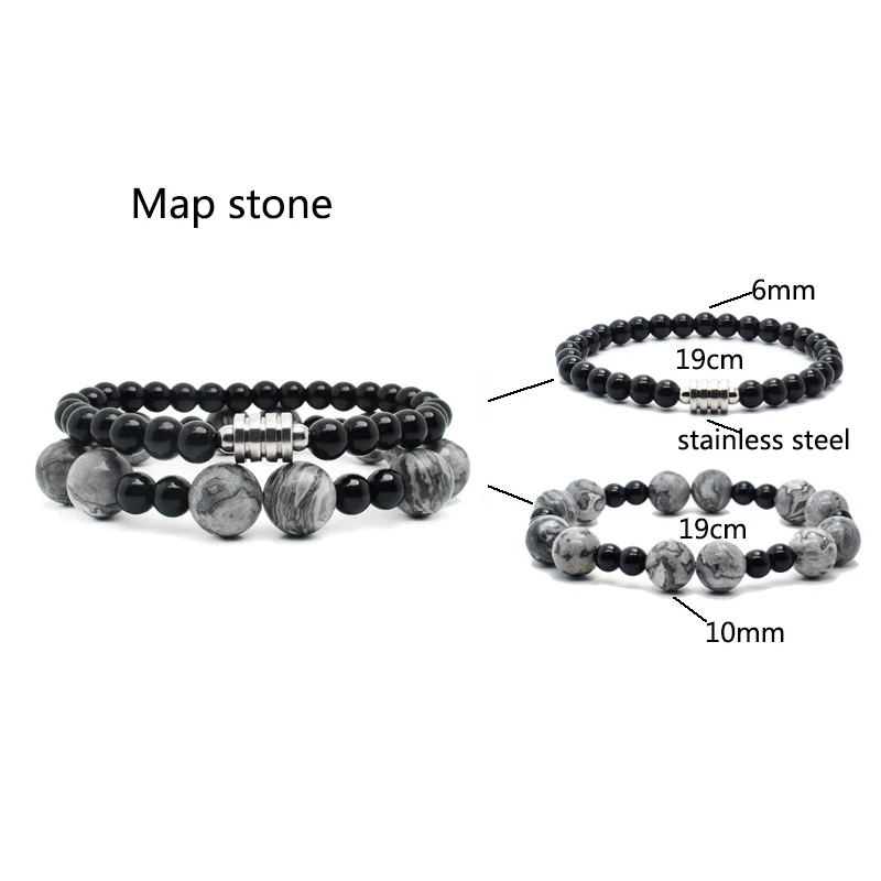 WAP stone Черный браслет из бисера мужской натуральный камень красный оникс цепочка на руку из нержавеющей стали очаровательный браслет мужской стимпанк хип-хоп роскошный - Окраска металла: WAP stone