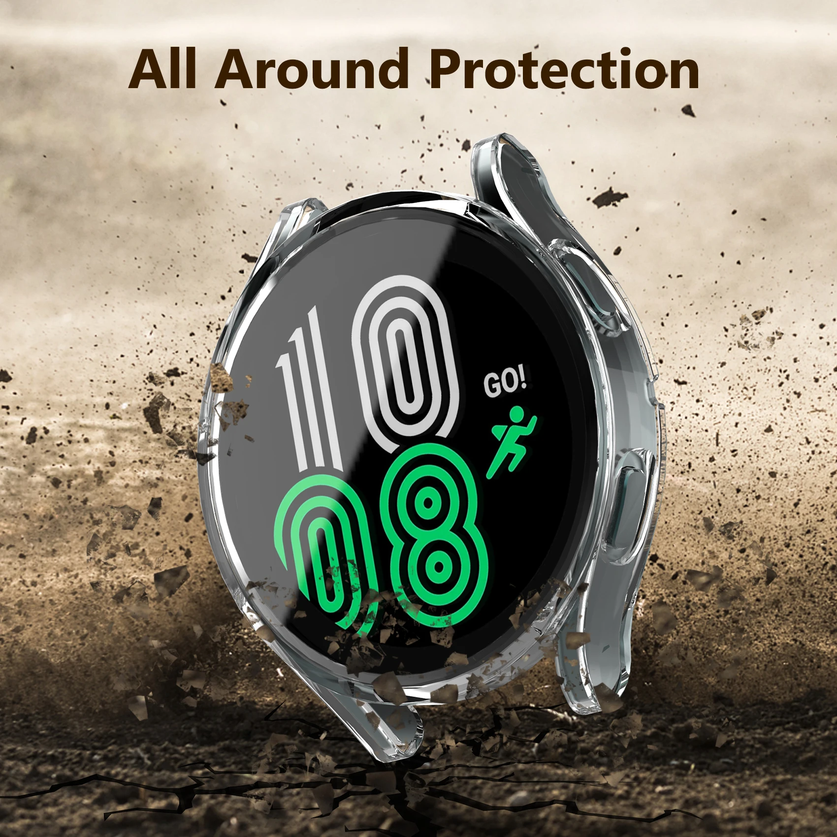 Protective Case for Samsung Galaxy Watch 4 40mm 44mm, Soft TPU Cover Bumper Full Screen Protector for Galaxy Watch4 Accessories