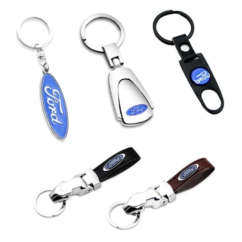 

1pcs Metal+Leather Car Keychain Key Chain For Fords Focus 2 3 1 MK2 MK3 MK1 Fusion Auto accessories Car styling
