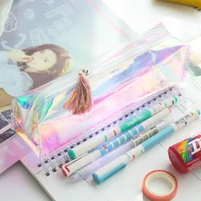 Милый креативный пенал для карандашей лазерный кавайный пенал прозрачный карандаш мешочек для девочек Подарки школьные офисные канцелярские принадлежности