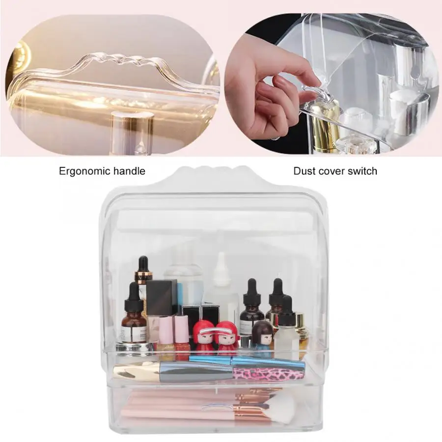 Professional Portable Transparent Large Capacity Makeup Organizer Cosmetic Storage Box Dustproof Jewelry Container Drawer