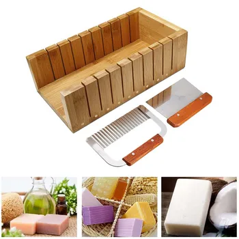 

3 in 1 Bamboo Multi-Slot Soap Cutter Set Wooden Soap Mould With 2 Stainless Steel Cutters Handmade Soap DIY Tool