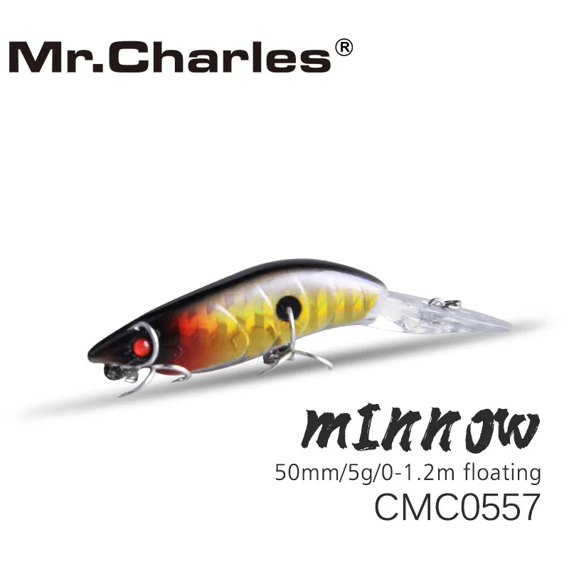 Mr.Charles CMC0557 Fishing Lures 50mm/5g 0-1.2m Floating Quality Professional Pencil Hard Bait 3D Eyes Crankbait