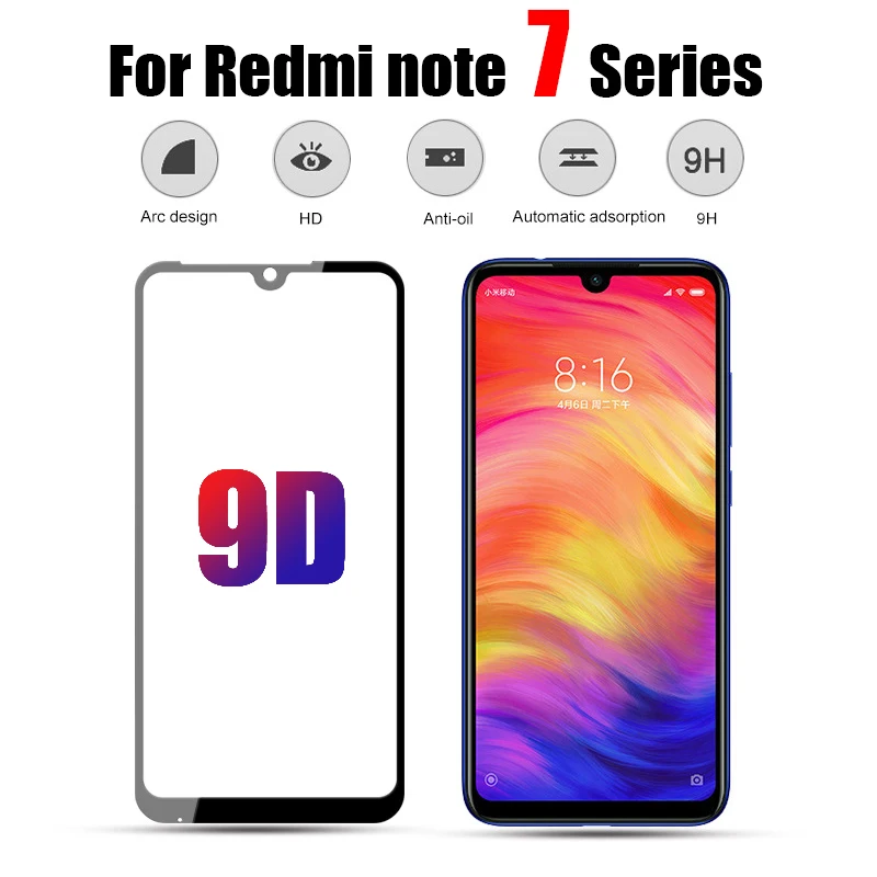 9D закаленное стекло для redmi note 7 8 6 pro Защита экрана xiaomi 6a 8a защитное redmy note7 |