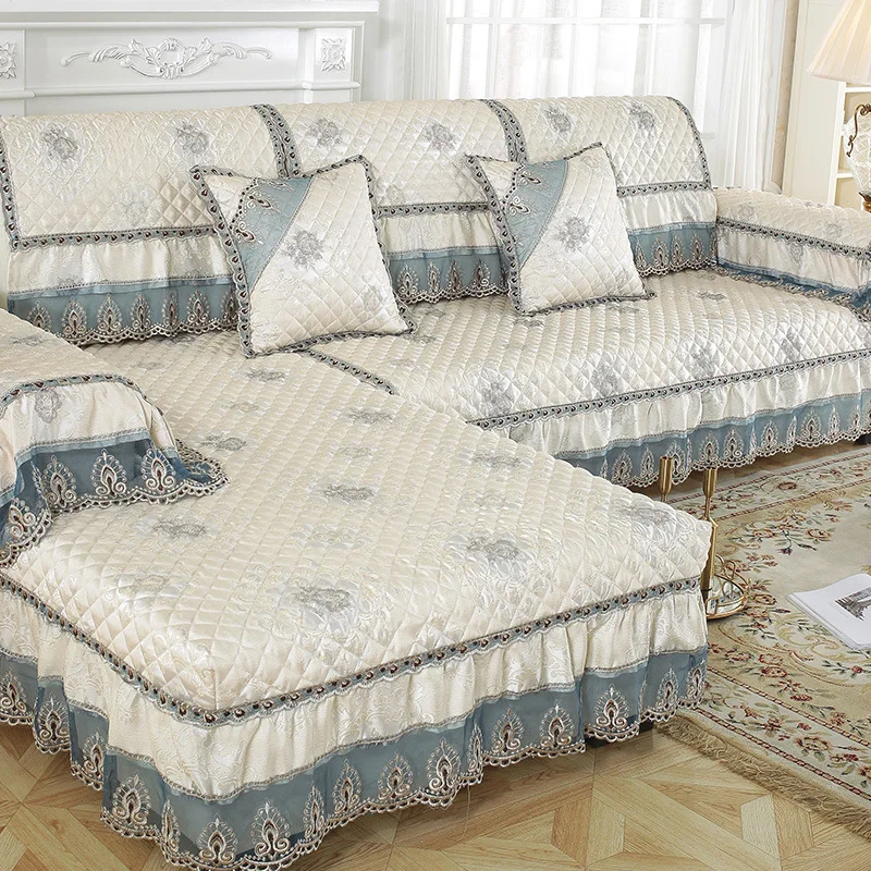 Forros para muebles de sala Нескользящая мебельная крышка кружевной диван-коврик с цветочным узором секционные кушетки для диванов TS153