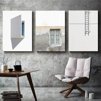 

Abstract Industrial Wind Architecture Windows Hats Buildings Ladders Canvas Painting Wall Pictures Poster Living Room Decoration
