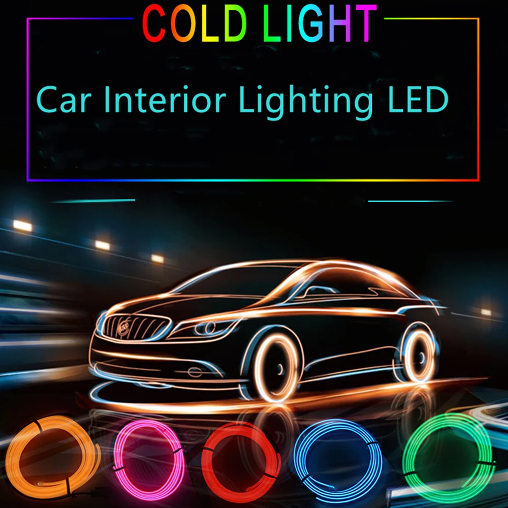 Светодиодная лента для салона автомобиля гибкая неоновая Декоративная гирлянда