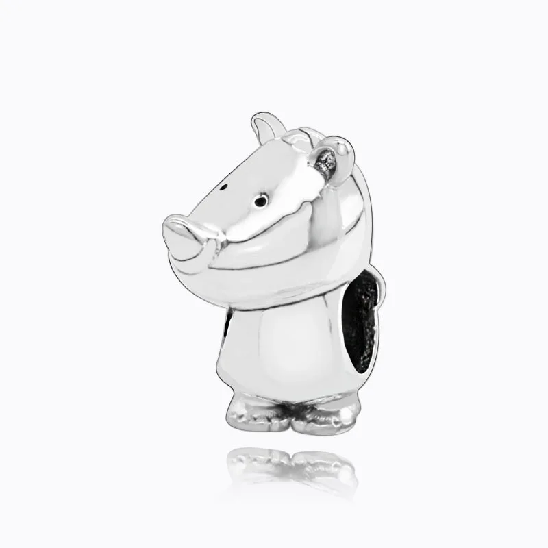 

New Arrival 100% 925 Sterling Silver Beads,Rino The Rhinoceros Charms fit Original Pandora Bracelets Women DIY Jewelry