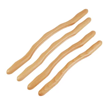 

4PCS/Set Wooden Home Groove Neck Waist Massage Tool Back Guasha Leg Acupressure Salon Bending Scraping Stick Shoulder
